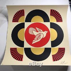 Shepard Fairey Signed Dove Geometric Pattern 3 Print Set Peace Obey Giant Art