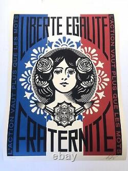 Shepard Fairey Signed Marianne Liberte Egalite Fraternite Print Obama Hope Obey