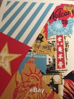 Shepard Fairey Welcome Visitor Large Format Signed Numbered Screen Print OBEY
