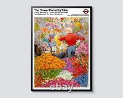 Shoreditch Flower Market London Underground Poster, Vintage Impressionist Wall