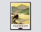 Snowdon Welsh Railways Vintage Illustration Print, Green Beige Wall Art