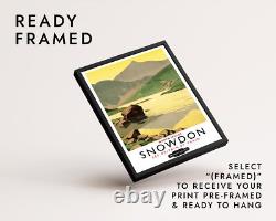 Snowdon Welsh Railways Vintage Illustration Print, Green Beige Wall Art