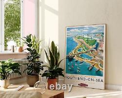 Southend On Sea British Railways Travel Print, Vintage Illustration Wall Art