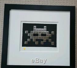 Space Invader Invasion Silver Print Rare Numbered XX/50 Signed Stamped Framed