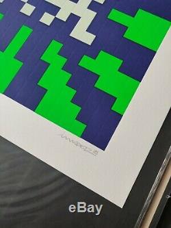 Space Invader Sunset Limited Print Poster Blue & Green Signed Numbered Embossed