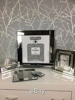 Sparkly Diamond Crystal Chanel No 5 Bottle Mirrored 60cm Picture 3D Wall Art
