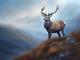 Stag Scotland Highlands Oil Painting Art Canvas Wall Picture Print Colourful