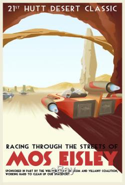 Star Wars Racing Through the Streets of Mos Eisley Steve Thomas LE 150 27x18