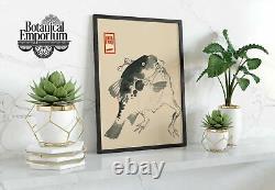 Sumo Frog & Fish Poster, Vintage Art Exhibition Print, framed A6 A5 A4 A3 A2 A1