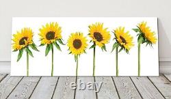 Sunflowers panoramic white yellow garden canvas print framed picture