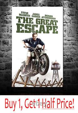 THE GREAT ESCAPE CANVAS WALL ART PRINT Handmade Movie Canvas Steve McQueen