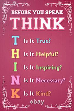 THINK BEFORE YOU SPEAK Classroom Poster Art Print Photo Poster Gift School