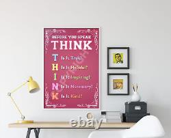 THINK BEFORE YOU SPEAK Classroom Poster Art Print Photo Poster Gift School