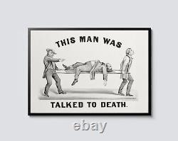 Talked to Death Print, Poster, Vintage Illustration Art, Funny Graphic Decor