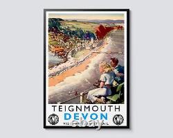 Teignmouth, Devon British Railways Vintage Illustrated Travel Poster, UK