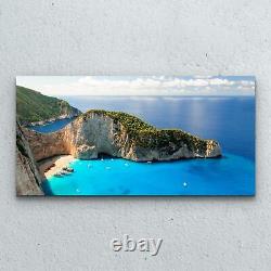 Tempered Glass Print Home Art 100x50 Island Greece Aerial View