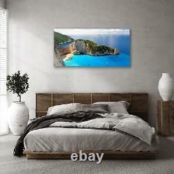 Tempered Glass Print Home Art 100x50 Island Greece Aerial View