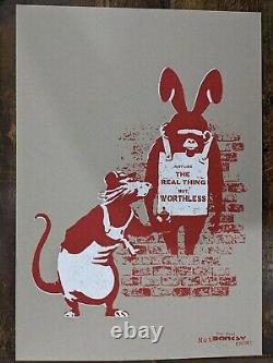 The Real Not Banksy Front 11th Hour Worthless Rat & Chimp signed 3/175