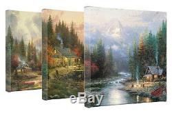 Thomas Kinkade End Of A Perfect Day Set of 3 14 x 14 Gallery Wrapped Canvas