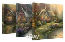 Thomas Kinkade The Cottages Wrap 14 x 14 Gallery Wrapped Canvas (Set of 3)