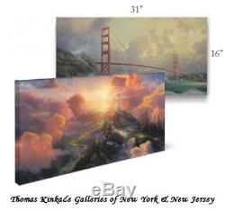 Thomas Kinkade Wrap Sunset on Lamplight Lane 16 x 31 Wrapped Canvas