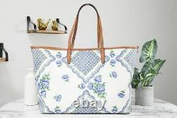 Tory Burch 80114 Kerrington Terrace Ditsy Floral Printed Leather Square Tote Bag