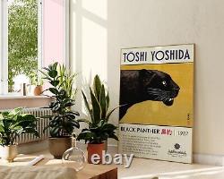 Toshi Yoshida Black Panther Portrait, Traditional Japanese Woodblock Wall Art