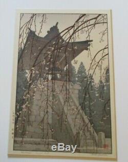Toshi Yoshida Woodblock Print Fine Japanese Temple Bell Landscape Signed Rare