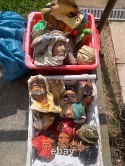 Trio Vintage Bossons Chalkware Heads 1959 JOBLOT 40/50 Different Pieces