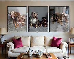 Triptych Set of 3 Dogs on ORIGINAL background Three print Set Poster Canvas