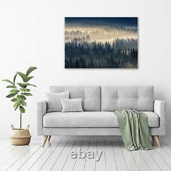 Tulup Glass Print Wall Art Image Picture 100x70cm Fog over the forest