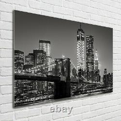 Tulup Glass Print Wall Art Image Picture 100x70cm Manhattan by night