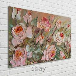 Tulup Glass Print Wall Art Image Picture 100x70cm Roses