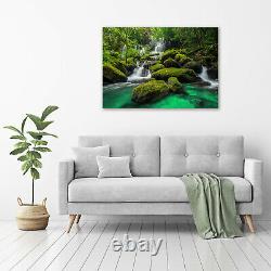 Tulup Glass Print Wall Art Image Picture 100x70cm Waterfall in the forest