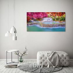 Tulup Glass Print Wall Art Image Picture 120x60cm Waterfall in the forest
