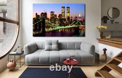 Twin Towers Brooklyn Bridge New York Canvas Picture Wall Art Print Framed