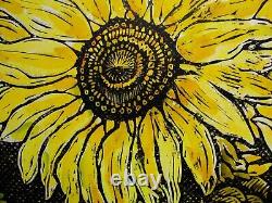 Ukrainian Soviet Linocut drawings symbolism sunflowers