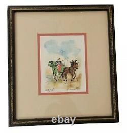 Urbain Huchet Hand Signed & Numbered 167/275 Color Lithograph The Cart Framed