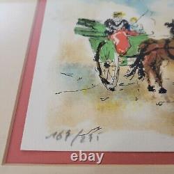 Urbain Huchet Hand Signed & Numbered 167/275 Color Lithograph The Cart Framed