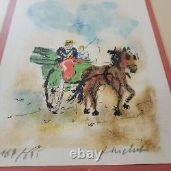 Urbain Huchet Hand Signed & Numbered 167/275 Color Lithograph The Cart Framed