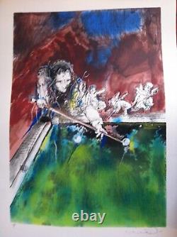 Uri Lipshitz Snooker Angeles LITHOGRAH limited edition signed Jewish Art