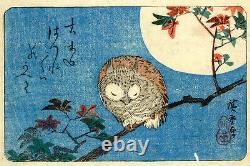 Utagawa Hiroshige Horned Owl on Maple Branch (1833) Poster Art Print Painting