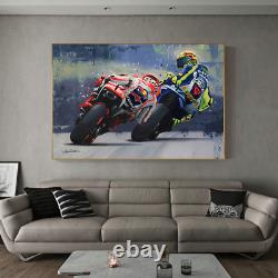 Valentino Rossi Motorcycle Canvas Oil Painting Abstract Poster And Print Decor