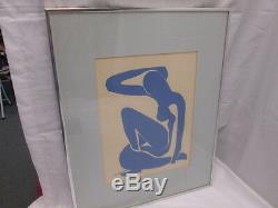 Vintage 1950's Henri Matisse Abstract Blue Woman Lithograph Signed H. Matisse