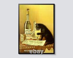 Vintage Absinthe Bourgeois Cat Advert Print, French Alcohol Wall Art Decor