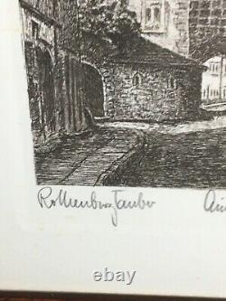 Vintage Ernst Geissendorfer Hand Signed Rothenburg Ob de Tauber Ink Print 1930s