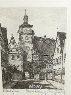 Vintage Ernst Geissendorfer Hand Signed Rothenburg Ob de Tauber Ink Print 1930s