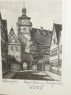 Vintage Ernst Geissendorfer Hand Signed Rothenburg Ob de Tauber Ink Print 1930s