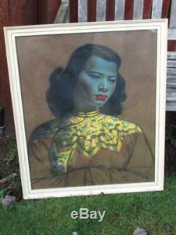 Vintage Large Original Tretchikoff Chinese Girl / Green Lady Framed Print