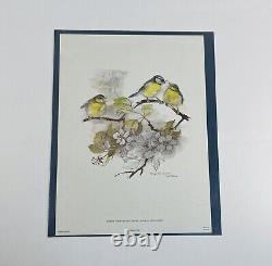 Vintage Mads Stage Birds Art Print Lithograph Danish Artist